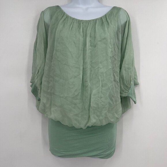 Sofia Made in Italy Green Sheer Batwing Dress Fitted Mini Skirt – One Size NWT - Picture 1 of 10